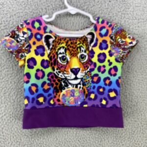 Lisa Frank Shirt 3T Estimated Forrest Tiger Rainbow Leopard Crop Allover Print